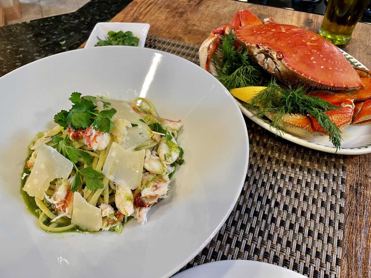 Oregon Dungeness Crab with Linguine Pasta Verde